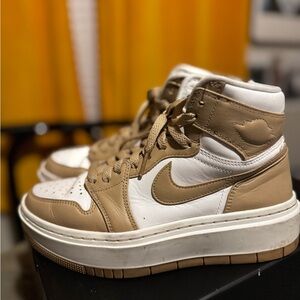 Nike Women's Platform High-Top Sneakers in White and Tan